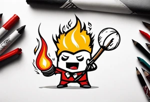 stick of dynamite character is trying to blow out his own burning fuse before he explodes tattoo idea