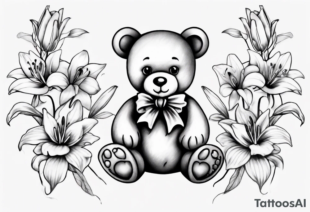 Lily teddy bear tattoo idea