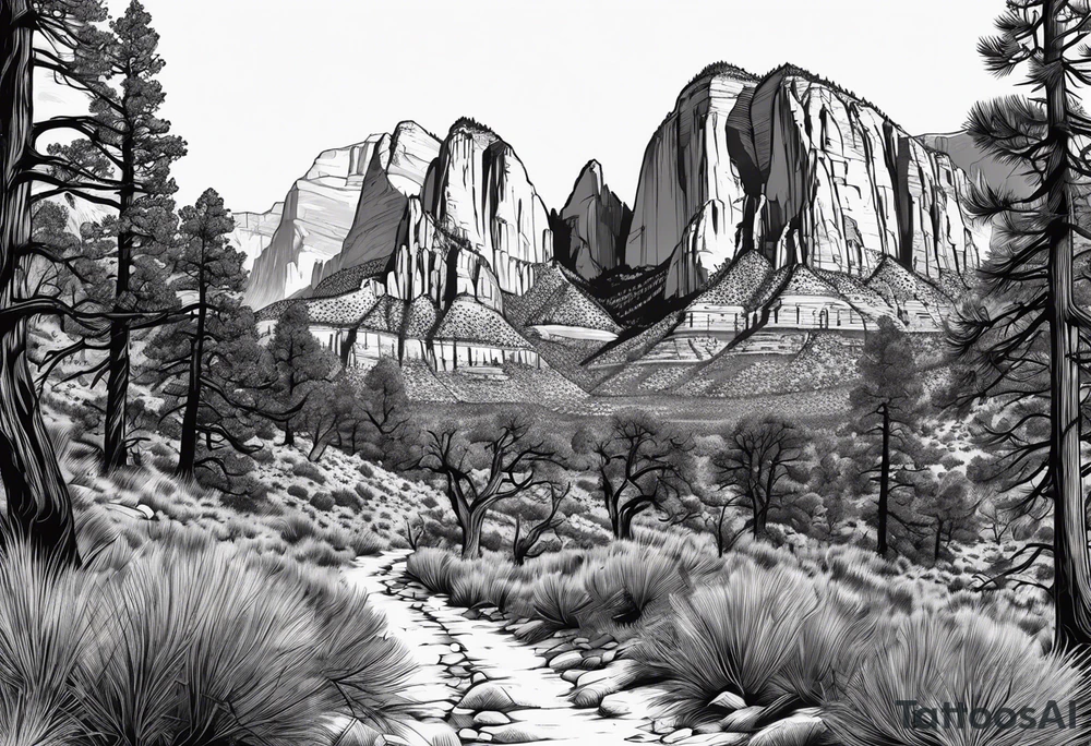 Couple hiking, zion national park tattoo idea