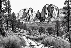 Couple hiking, zion national park tattoo idea