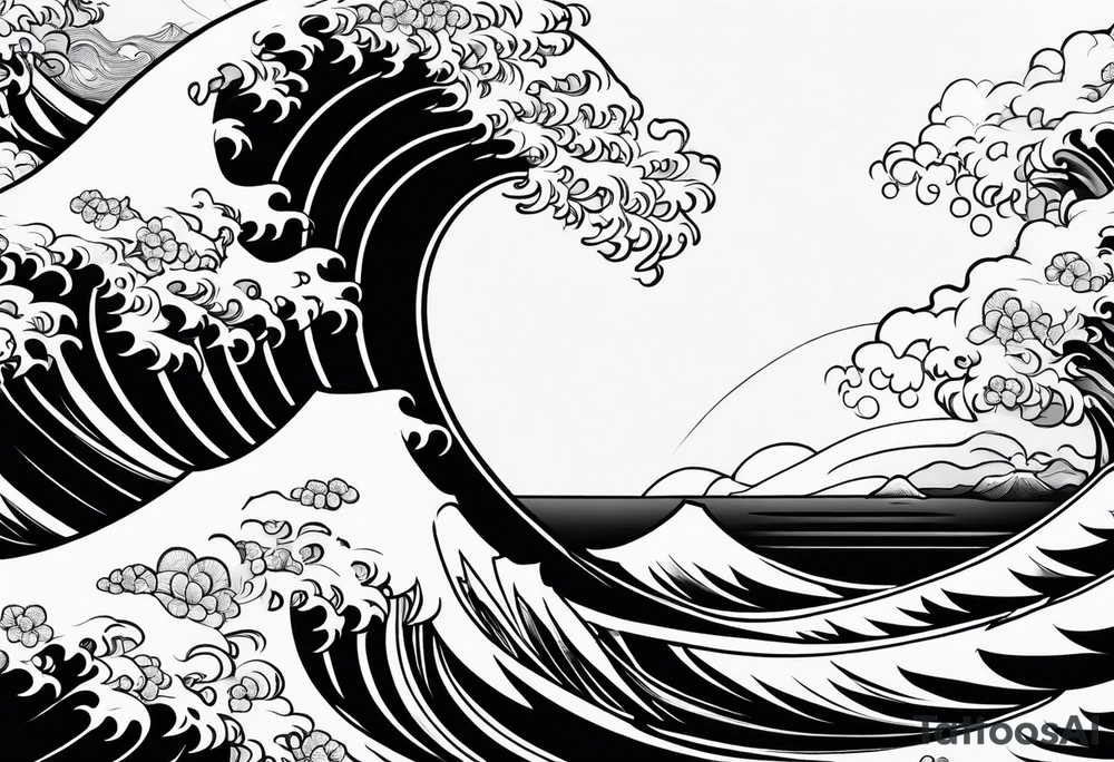waves in a minimalist form tattoo idea