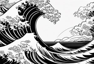 waves in a minimalist form tattoo idea