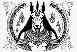 anubis , with his scales  druze star incorporated tattoo idea