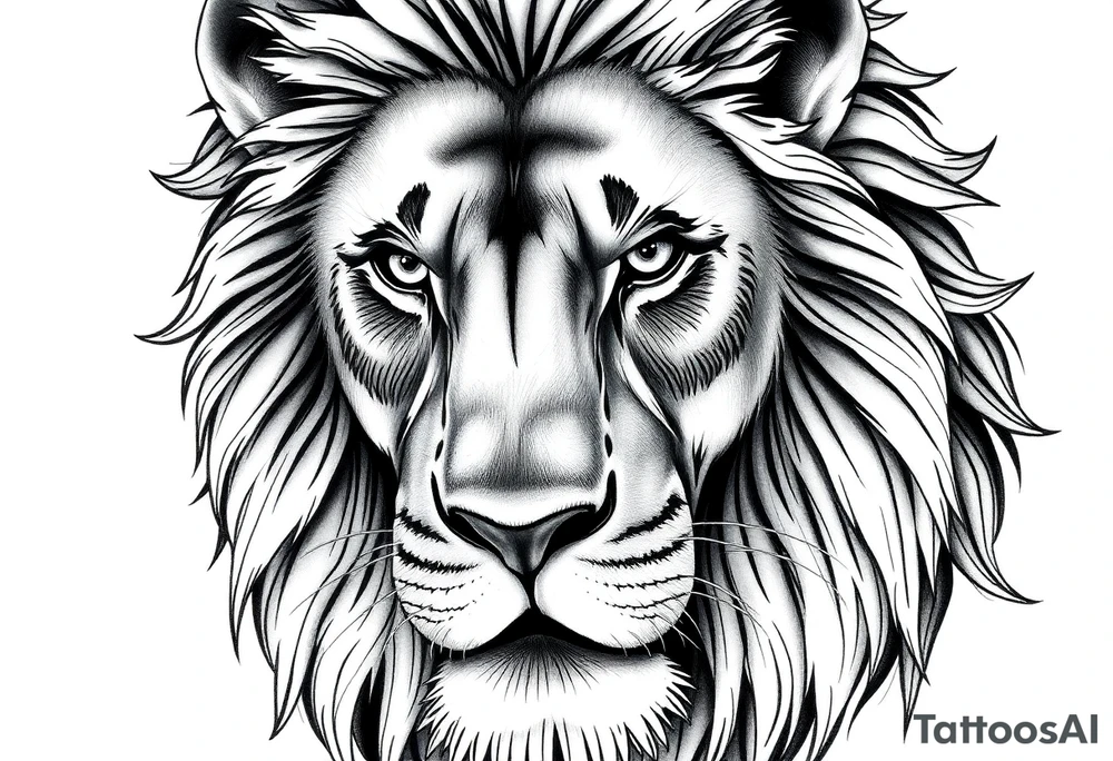powerful majestic lion, close-up tattoo idea