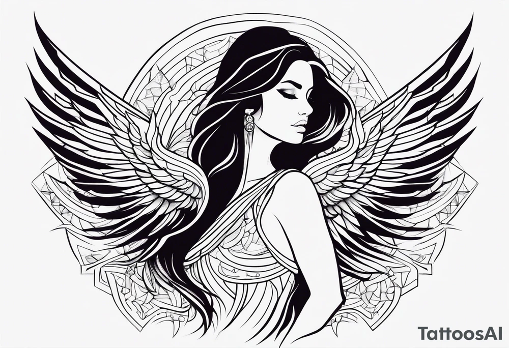 Woman rising into the phoenix tattoo idea
