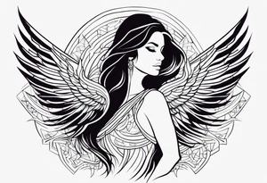 Woman rising into the phoenix tattoo idea