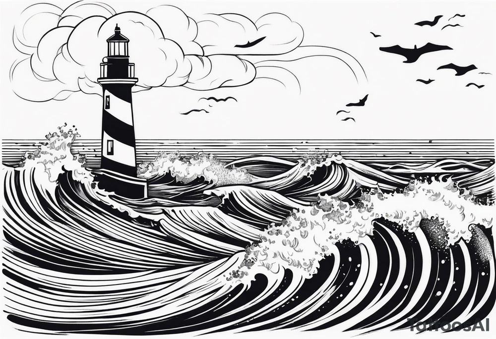 Leuchtturm 
Seil Bild 
Feuer 
Welle 
Schiff tattoo idea