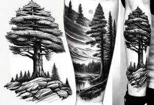 Forearm tattoo of giant sequoia tree tattoo idea