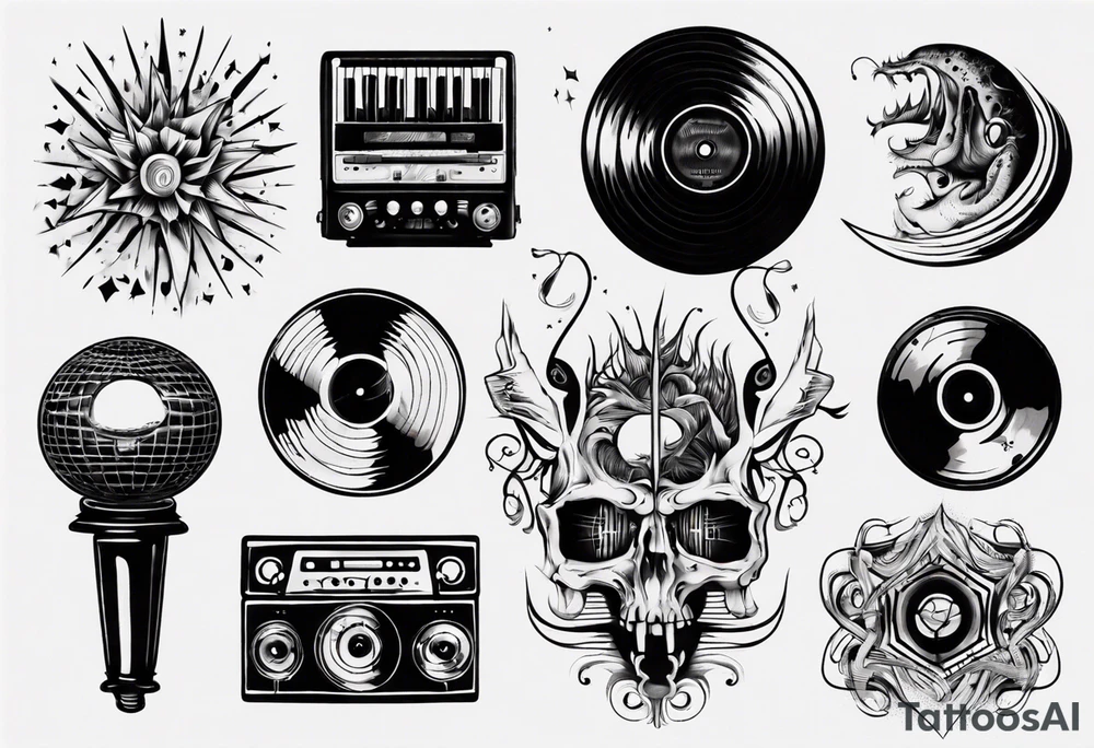 sound music vinyl tattoo idea