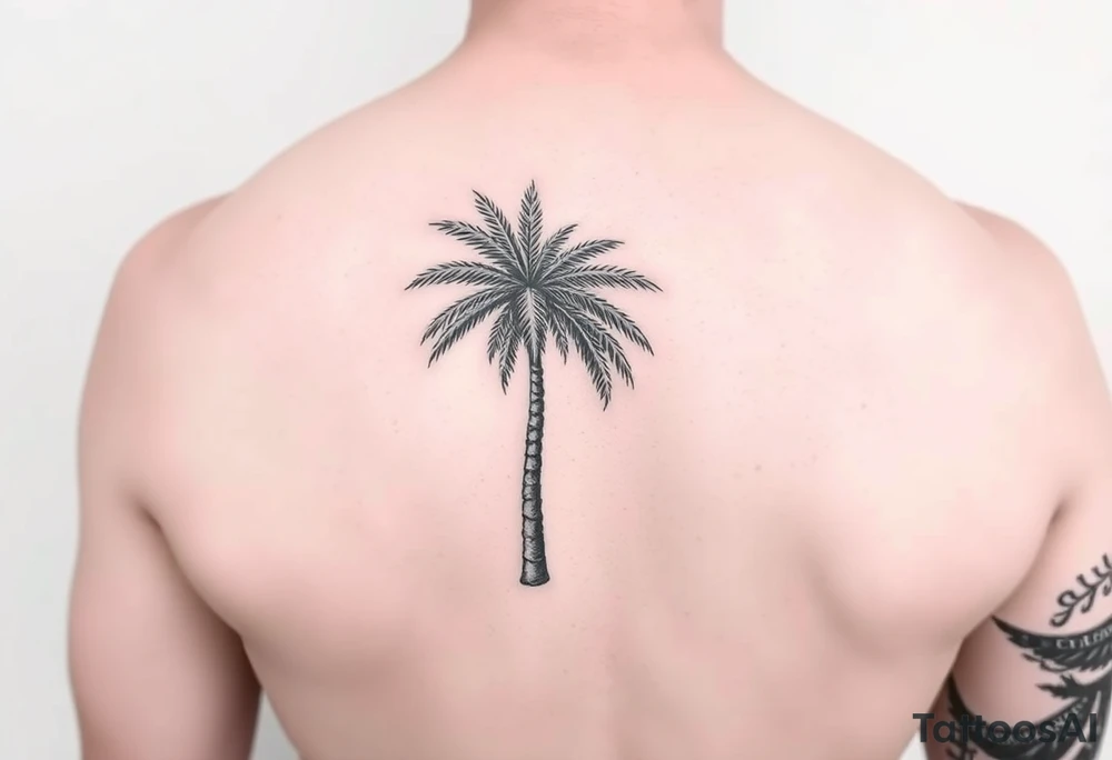 palm tree arm sleeve tattoo idea
