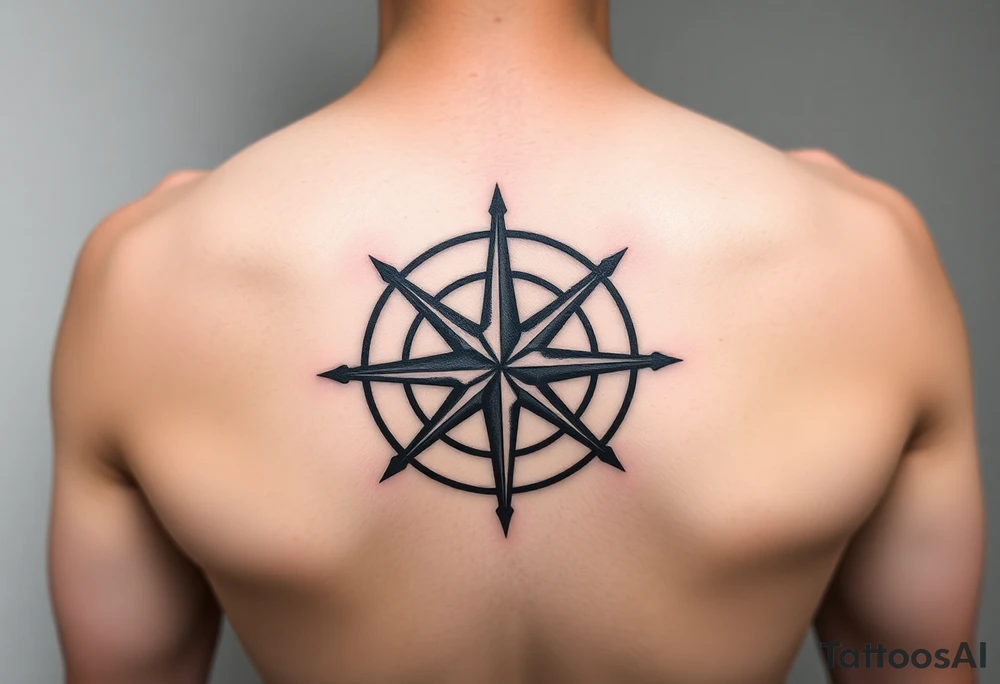 Simple double layered compass rose tattoo idea