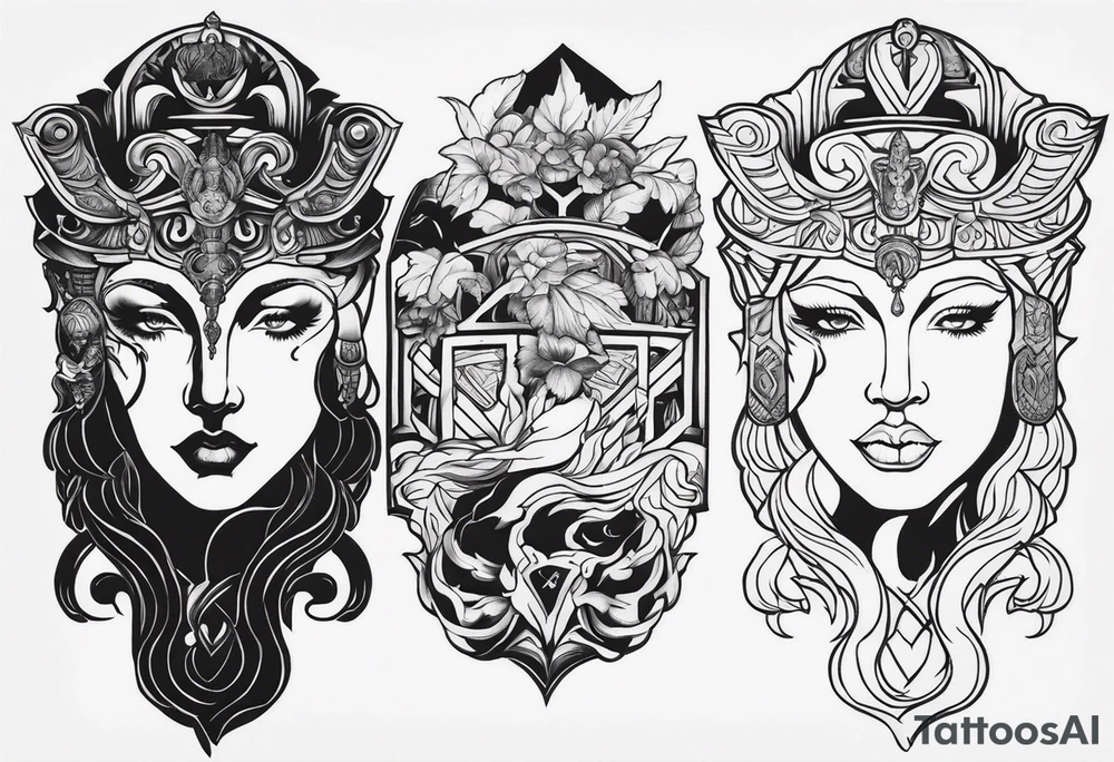 make a roman mythology themed tattoo with a dark theme tattoo idea