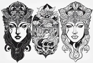 make a roman mythology themed tattoo with a dark theme tattoo idea