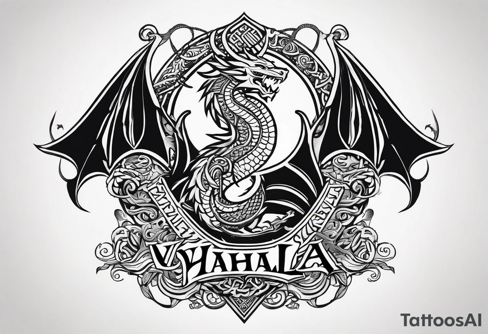 Valhalla sword shield viking ship dragon head tattoo idea Valhalla sword shield viking ship dragon head tattoo idea