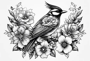 Bird and flowers tattoo idea