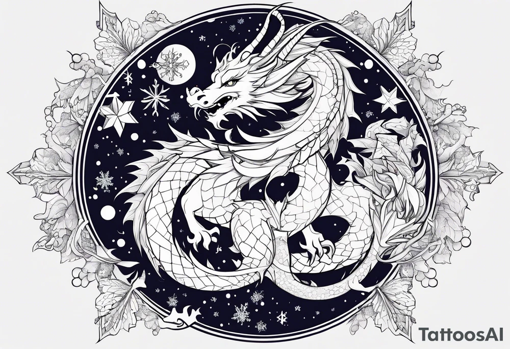Constellation, dragon kawaii young ,snowflake tattoo idea