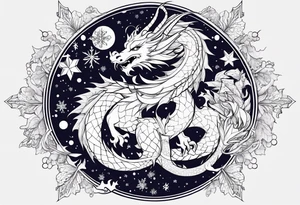 Constellation, dragon kawaii young ,snowflake tattoo idea