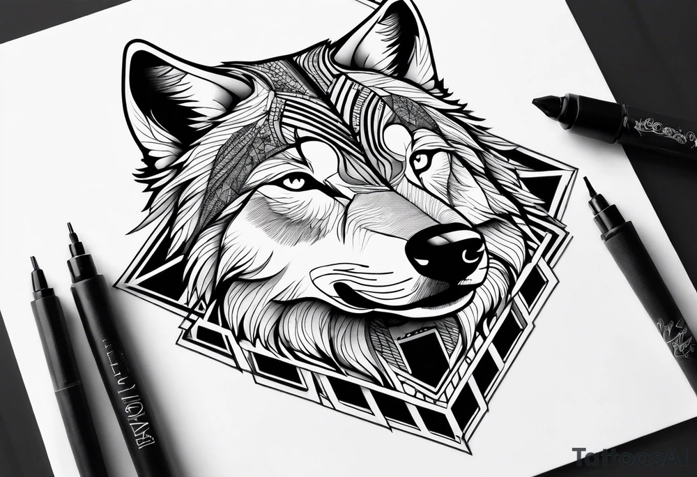 Mountains, wolf in it tattoo idea