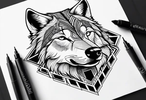 Mountains, wolf in it tattoo idea