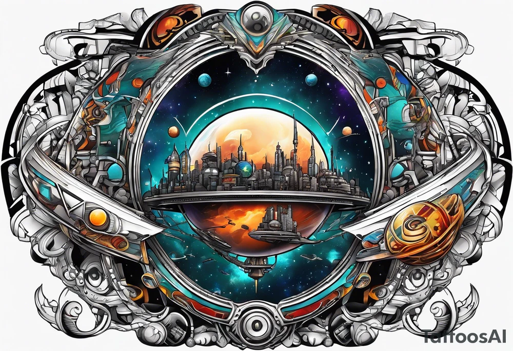 Space, city, planet. tattoo idea