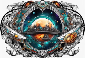 Space, city, planet. tattoo idea