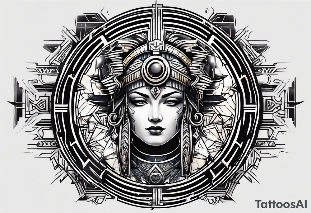 cyberpunk themed enki symbol tattoo idea