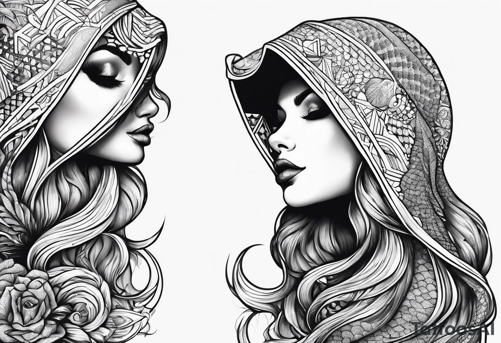 A mermaid wearing a balaclava tattoo idea