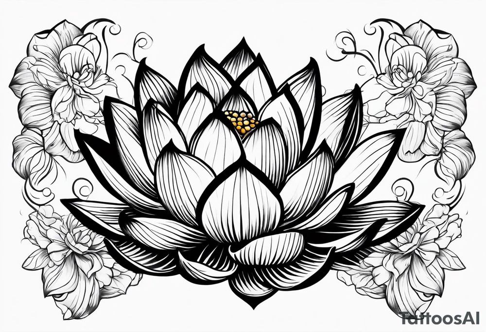 lotus flower in japanese tattoo style facing me tattoo idea