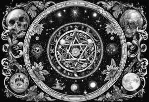 Eldridge horror, astrology scene tattoo idea