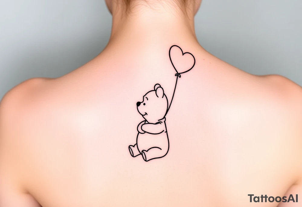Winnie the pooh with a heart balloon tattoo idea
