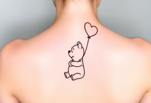 Winnie the pooh with a heart balloon tattoo idea