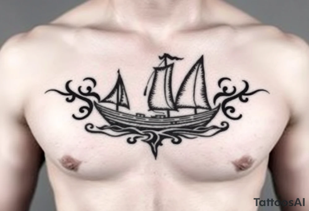 Polynesian tribal island boat tattoo tattoo idea