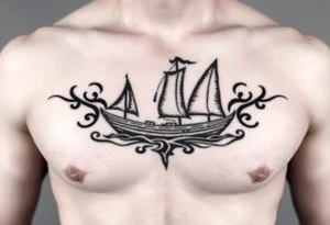 Polynesian tribal island boat tattoo tattoo idea