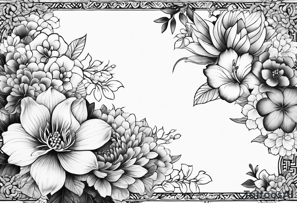 traditional Japanese flowers sleeve tattoo idea
