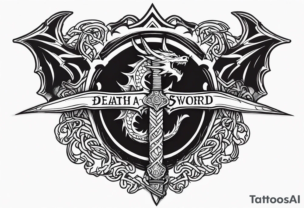 Valhalla death 
prayer sword dragon head axe tattoo idea