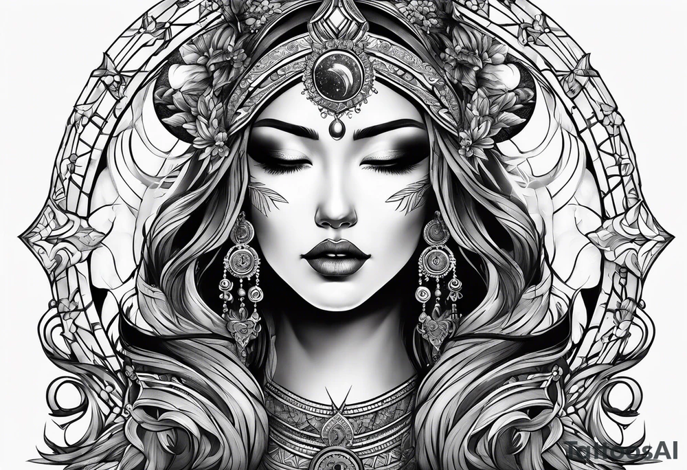 sacred moon tattoo idea