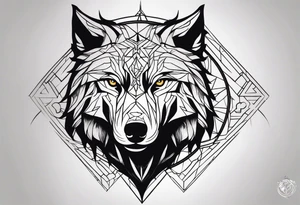 a wolf and a raven facing the front tattoo idea