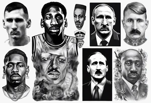 Icons portraits 
ARM SLEEVE 
REALISTIC
messi
Tupac
biggie
hitler
Putin tattoo idea