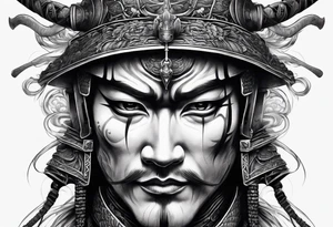 Japanese samurai in Giger style tattoo idea