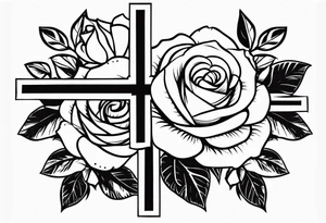 roses with a cross in the middle tattoo idea