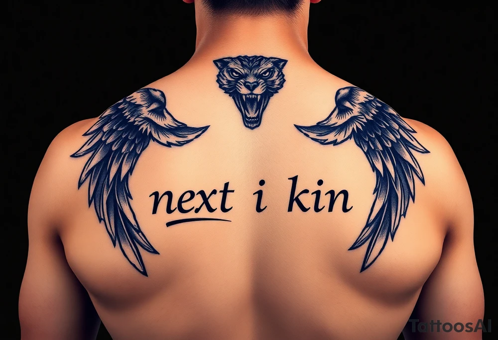 Create a shirt mockup have it say “next of kin” with a embossed look tattoo idea