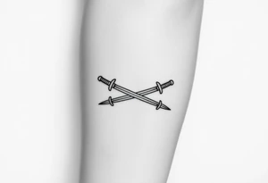 swords that are straight and only 2 of them crossing or laying flat tattoo idea