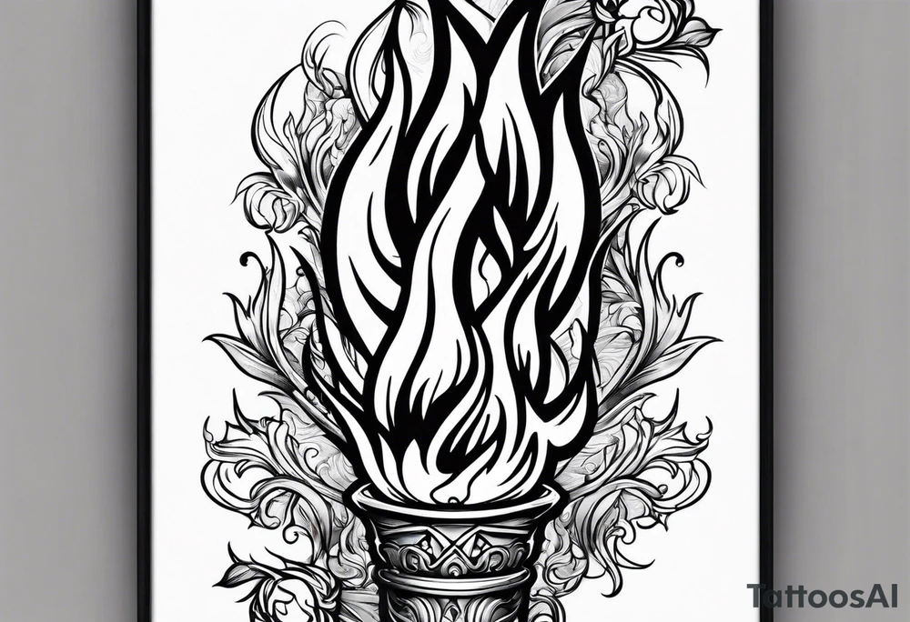 Flaming torch water background tattoo idea
