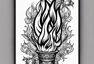Flaming torch water background tattoo idea