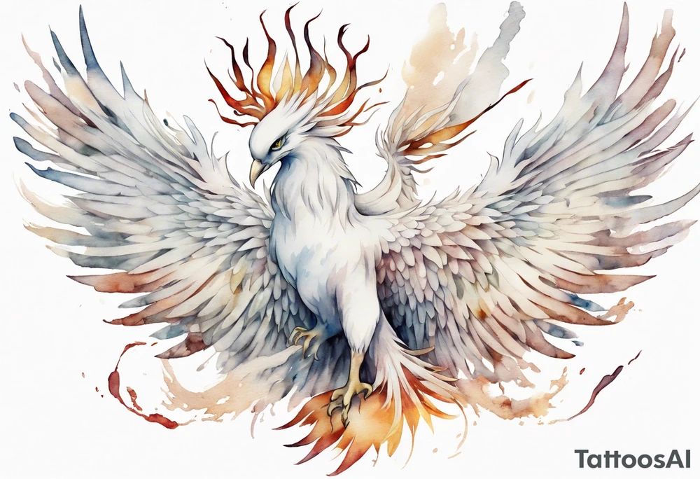 a white phoenix with a plain crown tattoo idea