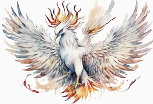 a white phoenix with a plain crown tattoo idea