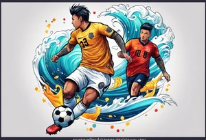 playing soccer in ocean tattoo idea