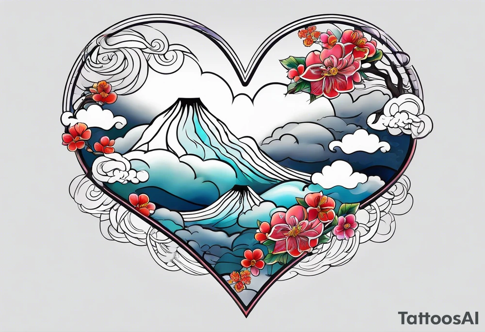 japanese clouds encirkling heart tattoo idea