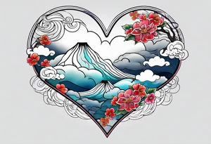 japanese clouds encirkling heart tattoo idea