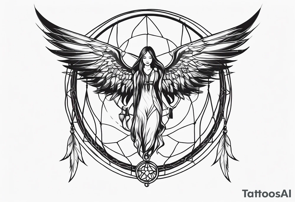 dreamcatcher devilish angel tattoo idea